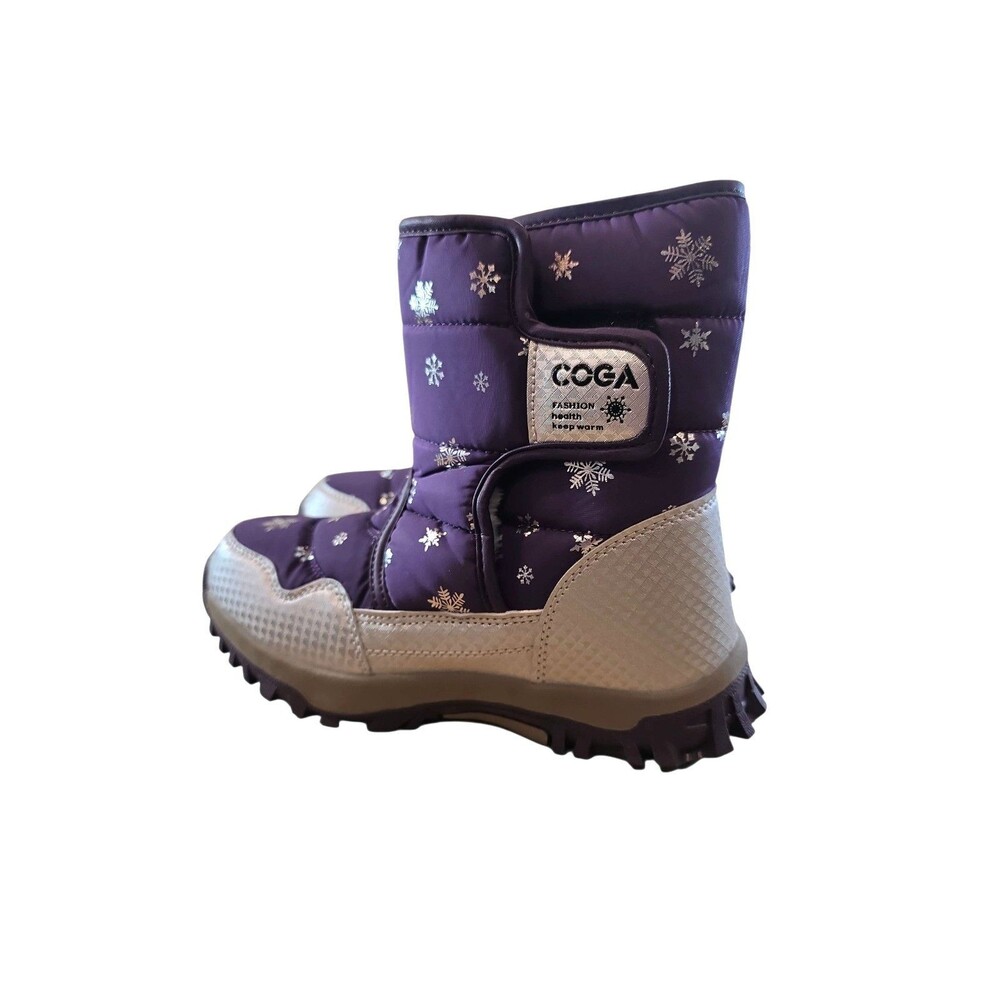 COGA Girl Purple and Silver Boots Size 34 Raincoat Snow Boots
